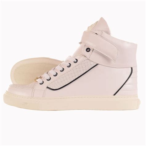 white high top strap versace sneaker|Versace zipped high top sneakers.